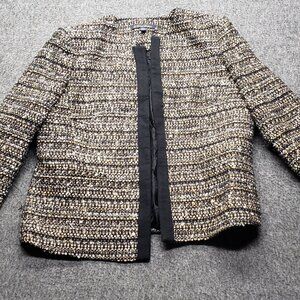 Brooks Brothers Women’s Black Wool Tweed Blazer Jacket Size 12 Classic Tailored